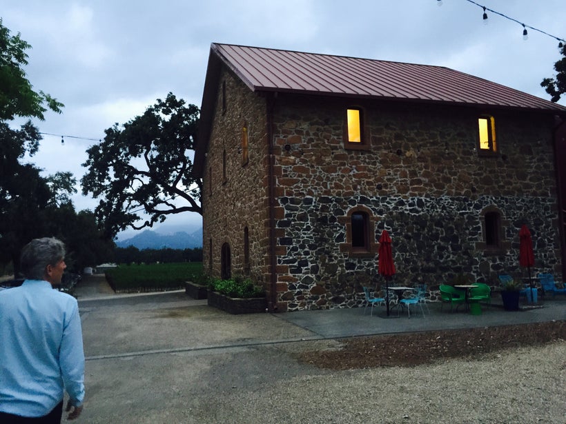 <em>Kevin Morrisey heading back to winery to check on the bins.</em>