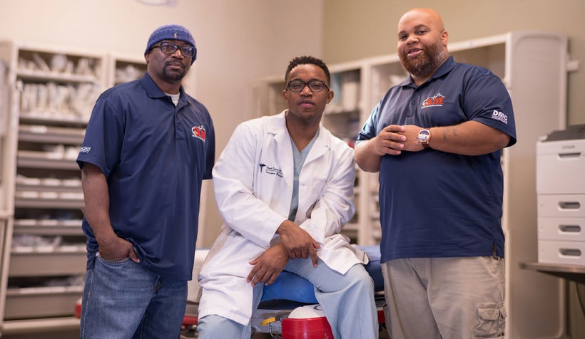 <em>From left to right: Calvin Evans, Dr. Tolulope Sonuyi, Ray Winans.</em>