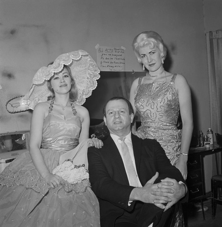 Nightclub owner Jack Ruby seen with two unidentified members of his burlesque act 