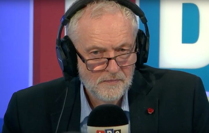 Jeremy Corbyn looks on as Barry reads out Sadiq Khan's past criticism of him.