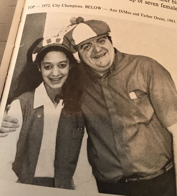 Father Dominic Orsini poses for a photo with student Ann DiMeo in 1983. He was chaplain of Catholic Central High School at the time.