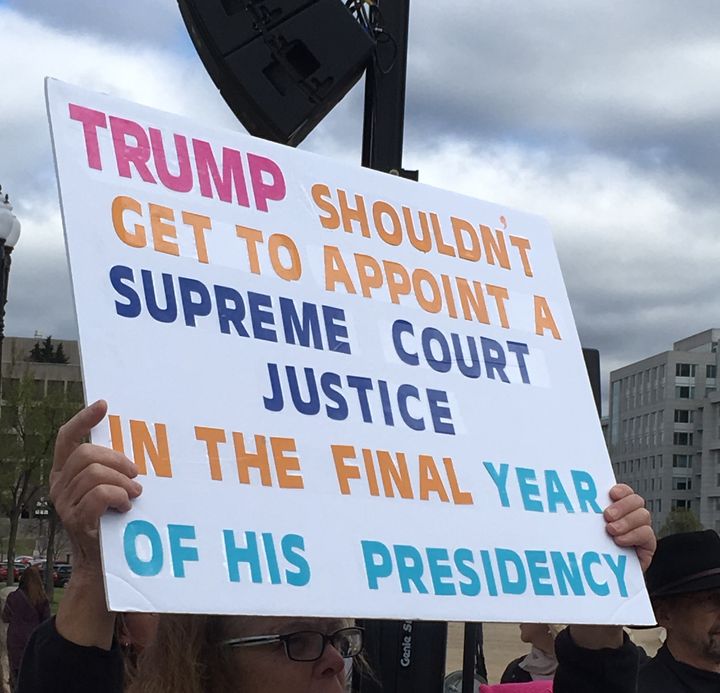 A protest sign at a DC rally prior to the confirmation vote on Neil Gorsuch
