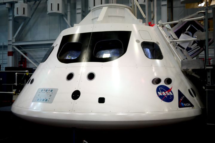 <p>A mockup of the Orion crew capsule at NASA’s Johnson Space Center Space Vehicle Mockup Facility.</p>