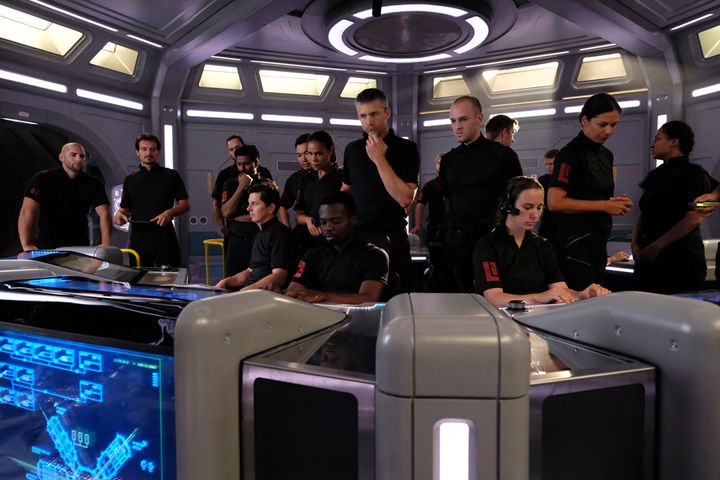 Martian colonists safely shielded from radiation in their Martian base in a scene from the second season of National Geographic Channel’s Mars.