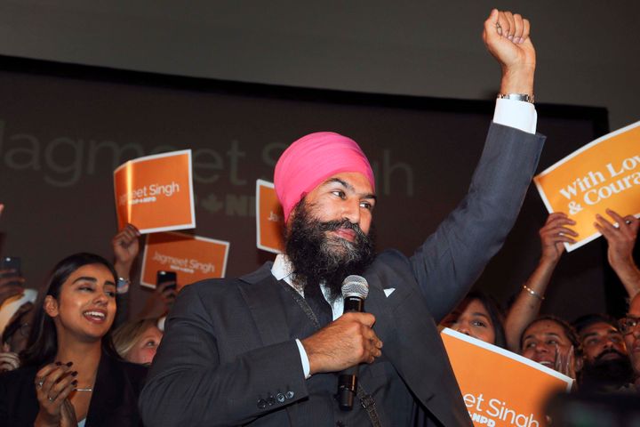 Jagmeet Singh celebrates his win as leader of the New Democratic Party on Oct. 1. 2017.