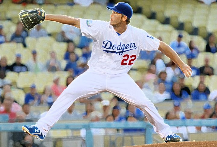 Clayton Kershaw throwing a curve ball