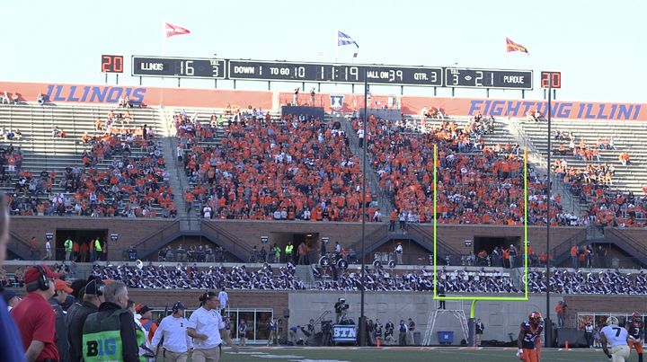 The student section in the Memorial Stadium north end zone, 2016