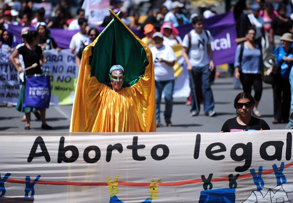 Nicaraguan activists take part in a protest in favor of the legalization of abortion.&nbsp;Managua, 2011.