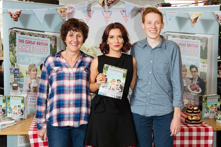 Jane Beedle (left) with her fellow 2016 'Bake Off' finalists, winner Candice Brown and Andrew Smyth