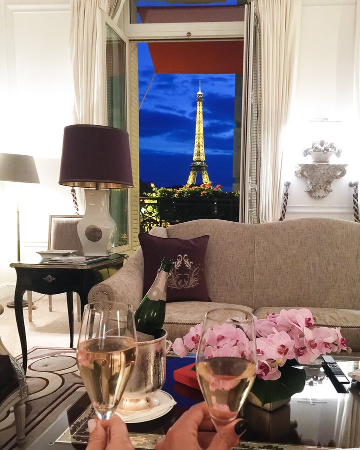 <p>Night views from Eiffel Suite, at Hotel Plaza Athenee</p>