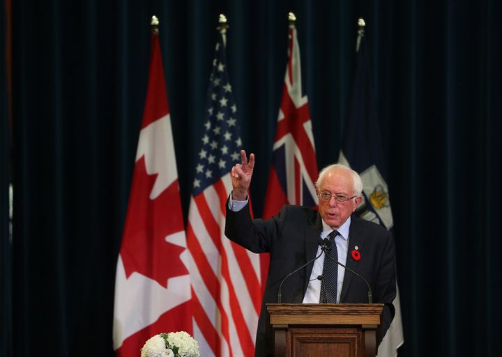 Sen. Bernie Sanders speaks at the University of Toronto about his vision for universal health care in the United States.