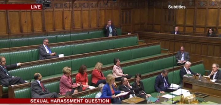 Empty seats on the Tory benches during the Urgent Question.