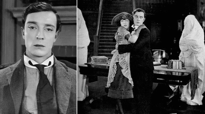 <p>THE HAUNTED HOUSE (1921). Buster Keaton and Virginia Fox.</p>