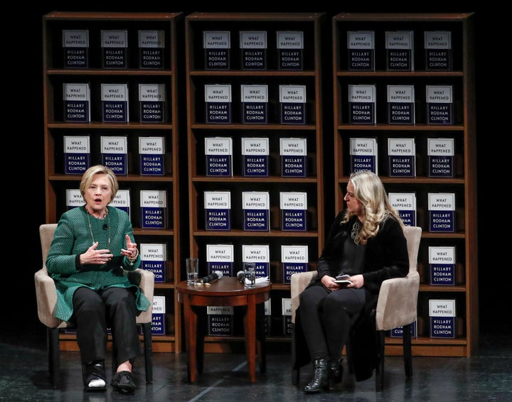 Clinton spoke with author Cheryl Strayed in Chicago on Monday as part of her "What Happened" book tour.