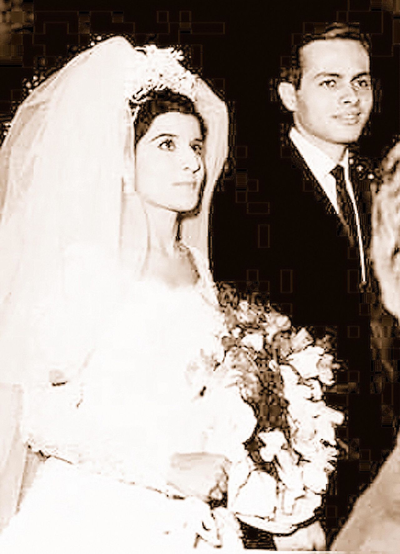 Egyptian billionaire Ashraf Marwan on his wedding day with his bride Mona Abdel Nasser, daughter of late Egyptian president Gamal Abdel Nasser. 