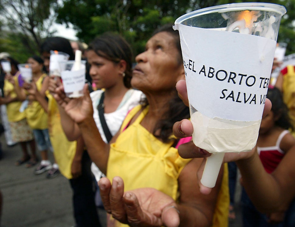 Women demonstrate in Managua for the right to choose abortion in cases of rape and when the mother's 