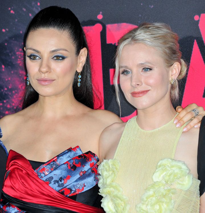 Mila Kunis (left) and Kristen Bell star in the new holiday-themed comedy "A Bad Moms Christmas," which hits theaters Nov. 1.