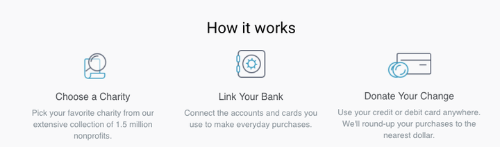 <p>Simple ‘round up’ option to donate your spare change.</p>