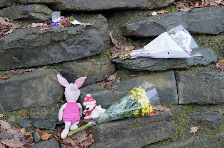Tributes left close to the scene of the fire.