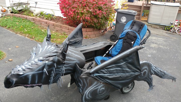 For Halloween, Massachusetts dad Tom Hardy turned his son's wheelchair into a "Game of Thrones" dragon.