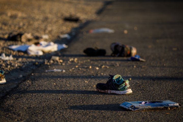 Discarded personal items sit on Kovaln Lane, in the aftermath of the mass shooting leaving at least 58 dead and more than 500 injured, in Las Vegas, Nevada, on Oct. 2, 2017.