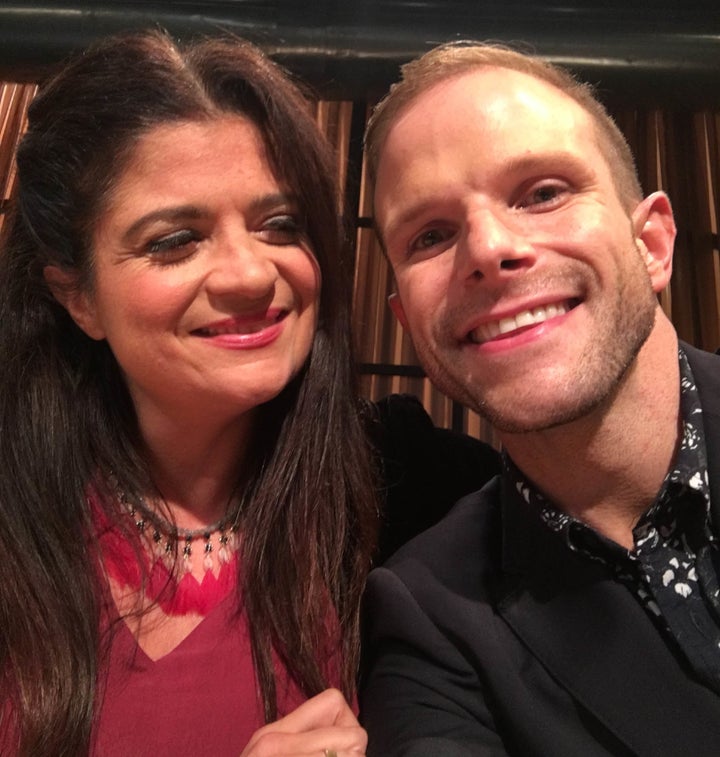 Alex Guarnaschelli and Zac Young on the set of Chopped