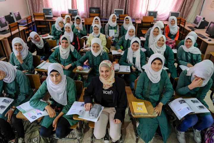 UNICEF Goodwill Ambassador Muzoon Almellehan inspires young girls refugees to study for a better future 