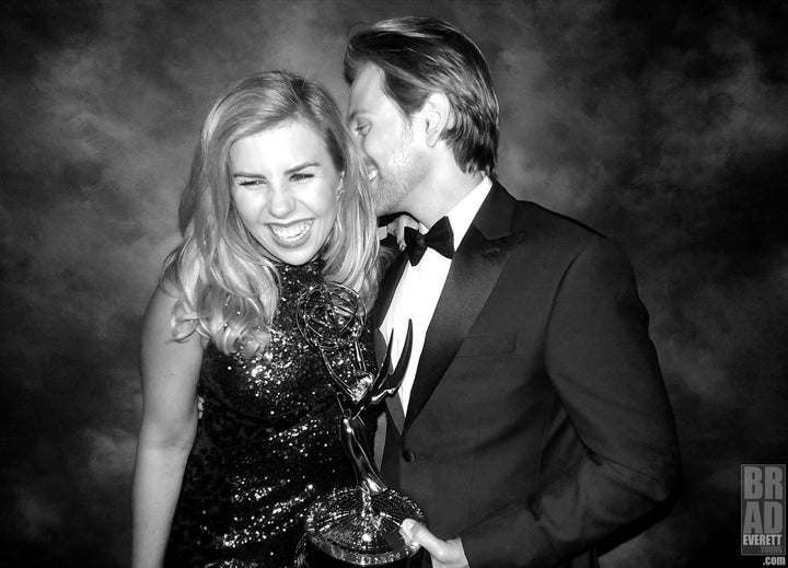 <p>Sainty and Eric Nelsen with Emmy® </p>