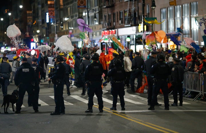 The annual Halloween parade in Greenwich Village brought more of a police presence. The mayor and governor were there, too, in a show of defiance against fear.