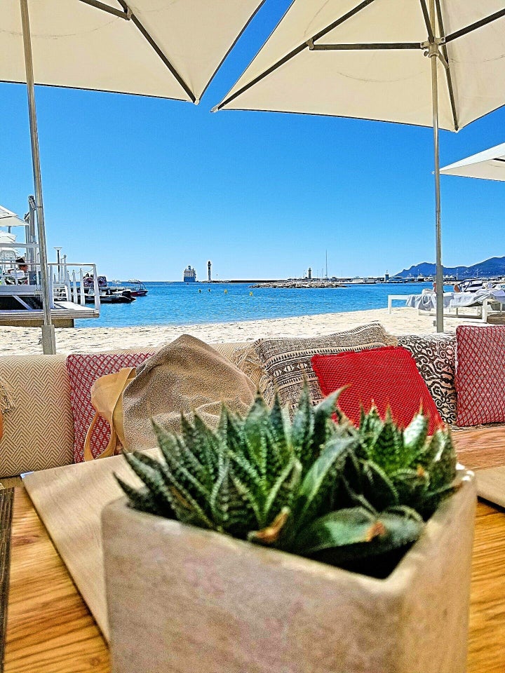 Lunchtime at BFire on the private beach of Le Majestic, Cannes.