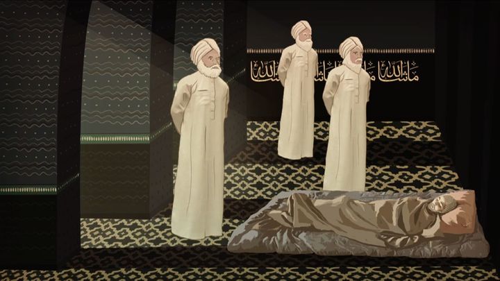<p> Three prophets visit Arshad in a dream </p>