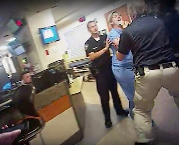 Nurse Alex Wubbels is shown during an incident at University of Utah Hospital in this still photo taken from a police body camera video on July 26, 2017.