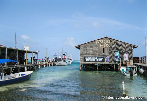 Boats and Piers, Ambergris Caye, Belize.