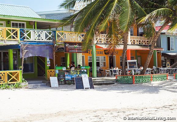 Beach restaurants, Ambergris Caye, Belize.
