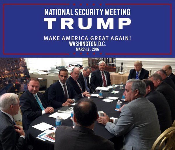"national security meeting in Washington D.C.," on March 31, 2016, along with Trump, Sessions and others.