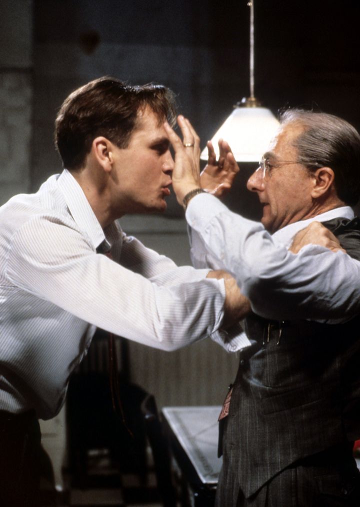 John Malkovich and Dustin Hoffman in a scene from the TV film 