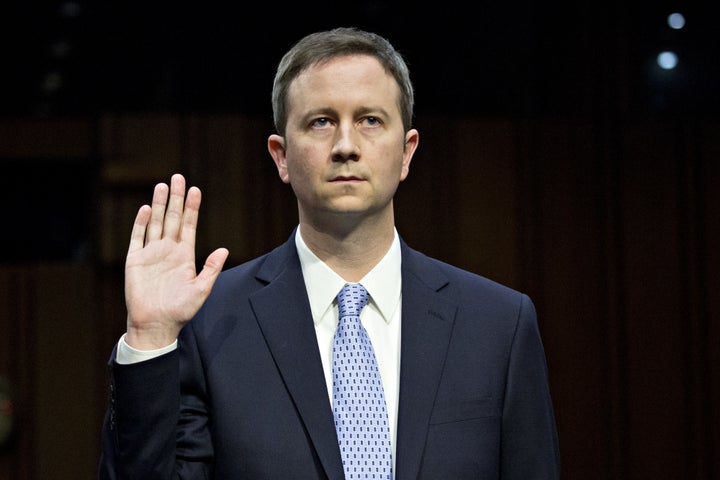 Sean Edgett, Twitter's acting general counsel, swears in at a U.S. Senate hearing on Tuesday about Russia's use of social media networks to meddle in the 2016 election.