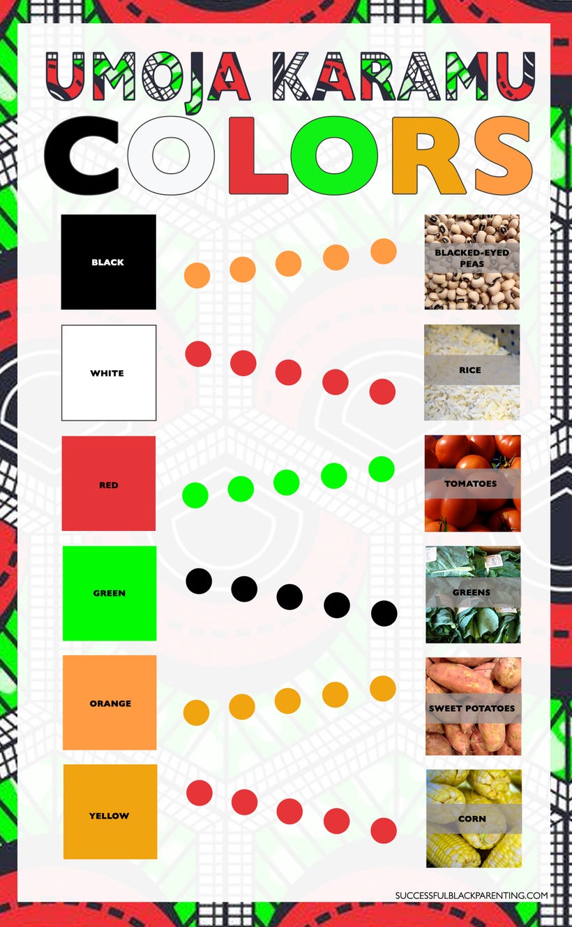 <em>Umoja Karamu colors and foods represent the rich history of African American families.</em>