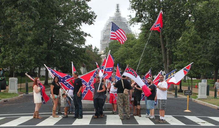 Supporters of President Trump gather in Washington to march in support of white nationalism. 