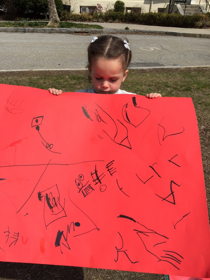 My daughter made this sign at the base of Heartbreak Hill. USA Today saw it and called it the best sign of the day because they said it’s what runners think at Mile 20. She spent at least 15 minutes working on it. 