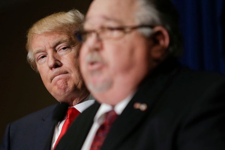 Then-candidate Donald Trump at a press conference in August 2016, soon after appointing Sam Clovis as the national co-chairman of the Trump campaign.