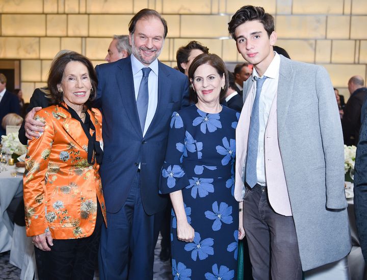 From left to right: H.R.H. Princess Marina of Greece, Nicolas Mirzayantz, Linda G. Levy, and Tigran Mirzayantz in the Onyx Room for the Fragrance Foundation’s Circle of Champions gala