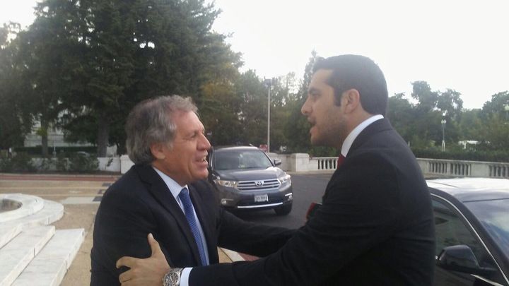 Luis Almagro, Secretary-General of the Organization of American States, greets Jorge.