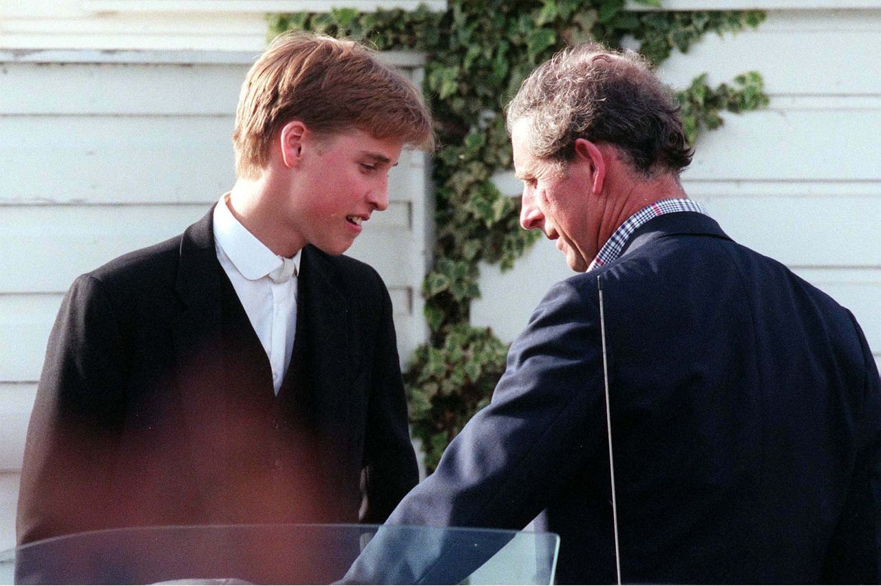 Prince Charles and his son William, Duke of Cambridge, seen in 1998. That same year, Charles is said to have questioned his mother's longevity as monarch.