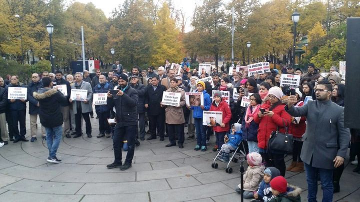 <p>A protest rally in Oslo against use of fatal pellet bullets in Indian side of Kashmir.</p>
