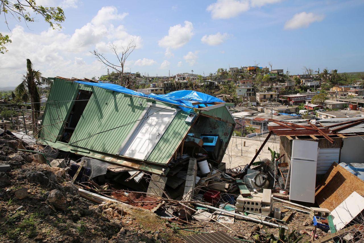 A house flattened by Hurricane Maria in Villa Hugo 2, a community within the city of Canóvanas, Puerto Rico.