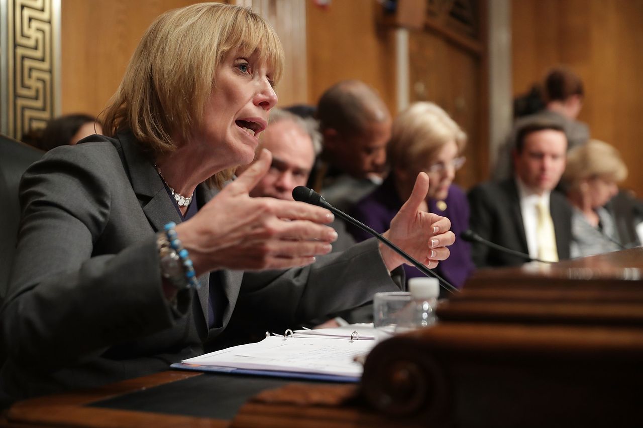 Senate Health, Education, Labor and Pensions Committee member Sen. Maggie Hassan (D-NH) questions Betsy DeVos in January.