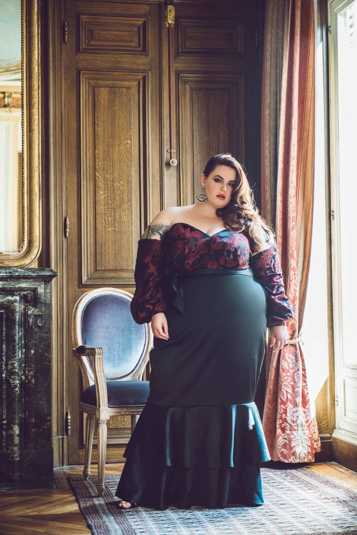 <a href="http://www.eloquii.com/noir-elodie-gown/1245511.html?cgid=noir&dwvar_1245511_colorCode=100&start=2" target="_blank">Noir Elodie Gown</a>, $274.90