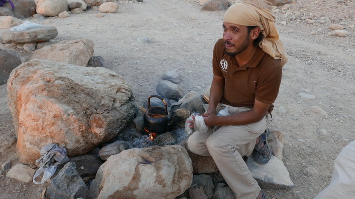 Desert tea—Black tea brewed with sage on a small fire Bedouin-style. It’s served with lots of sugar.