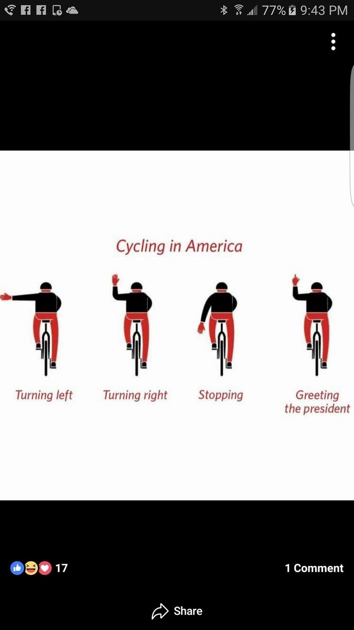 Someone posted this graphic on Juli Briskman's Facebook page after she flipped off the president's motorcade. Briskman was amused.